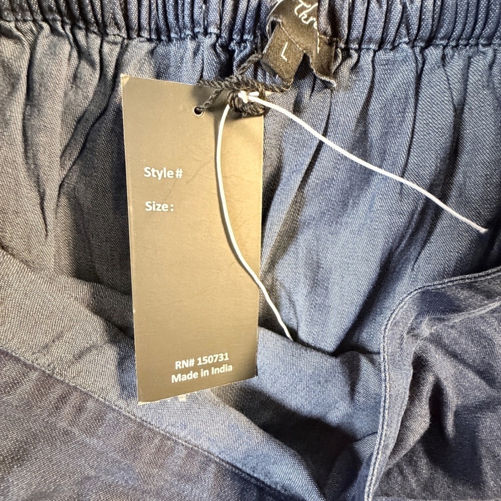 Young Threads Womens Blue Denim Grey Tiered Maxi Skirt Elastic Waist Size L NEW - Picture 4 of 7